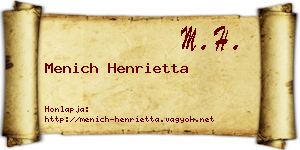 Menich Henrietta névjegykártya